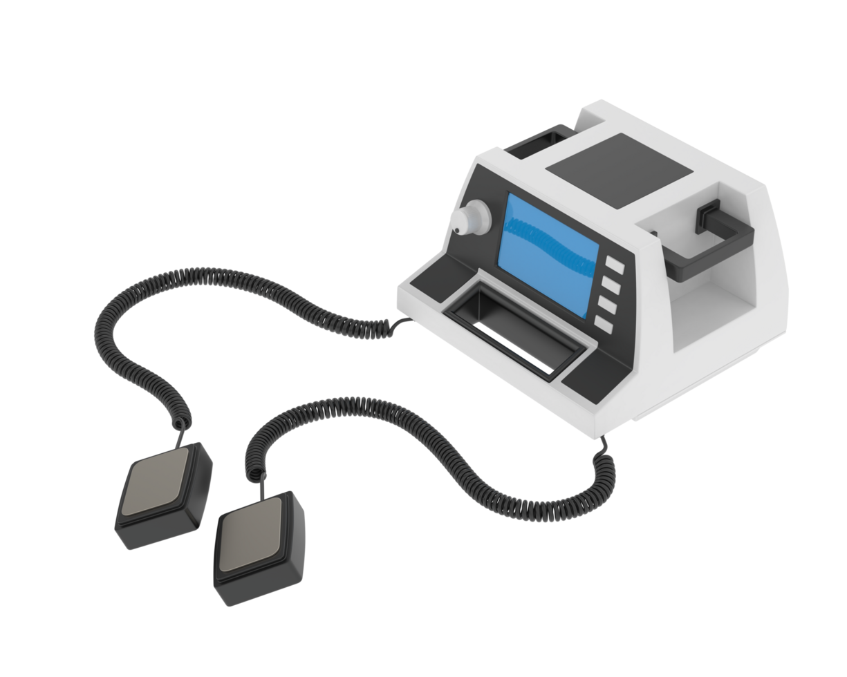 Defibrillator isolated on background. 3d rendering - illustration png