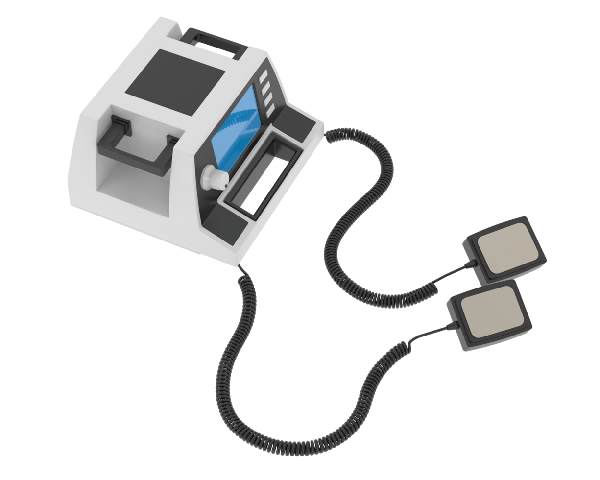 Defibrillator isolated on background. 3d rendering - illustration png