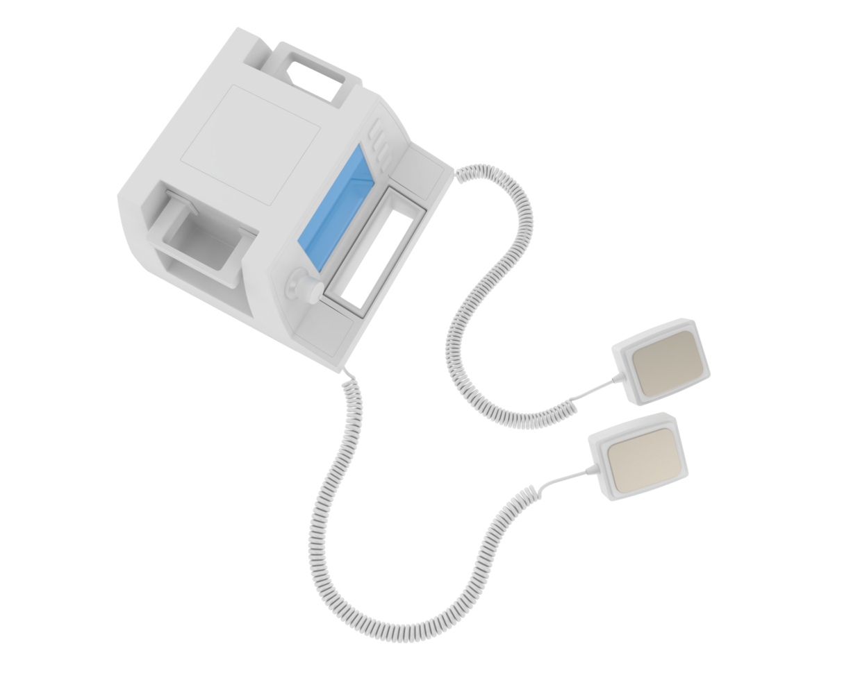 Defibrillator isolated on background. 3d rendering - illustration png