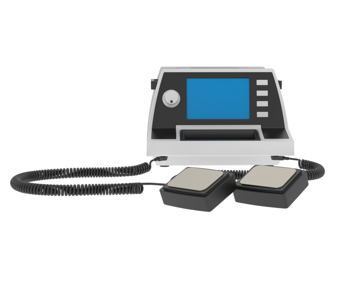 Defibrillator isolated on background. 3d rendering - illustration png