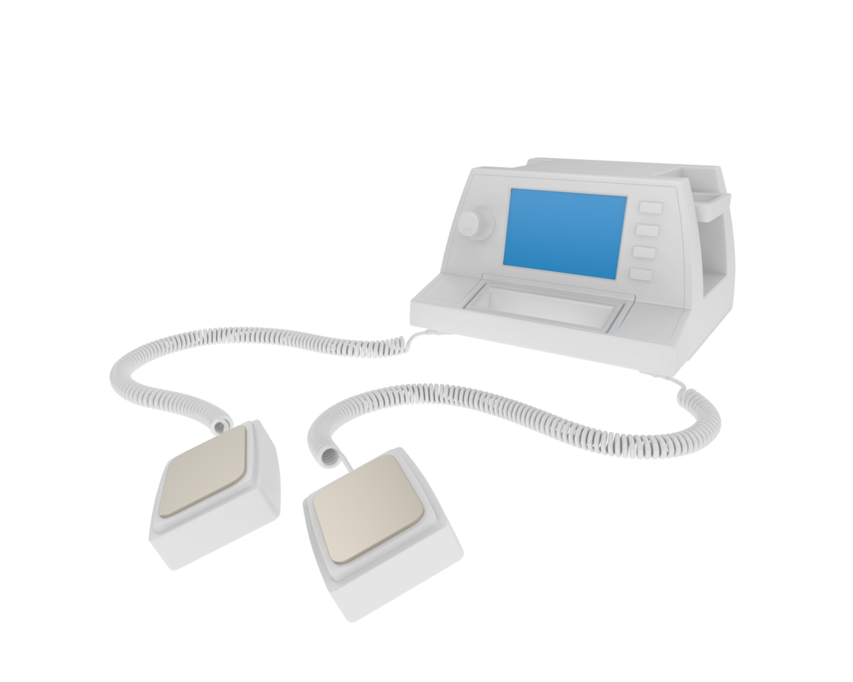 Defibrillator isolated on background. 3d rendering - illustration png