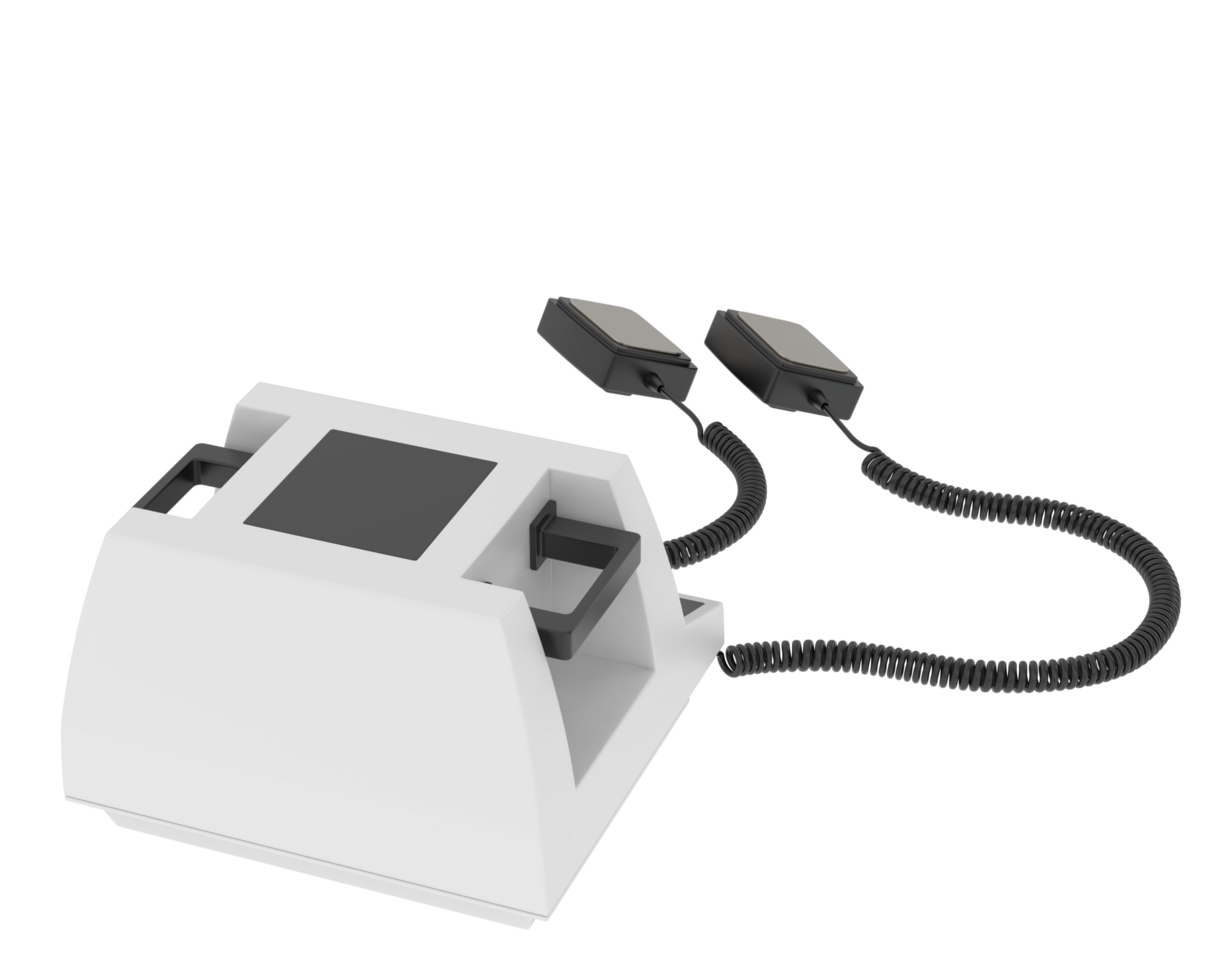 Defibrillator isolated on background. 3d rendering - illustration png