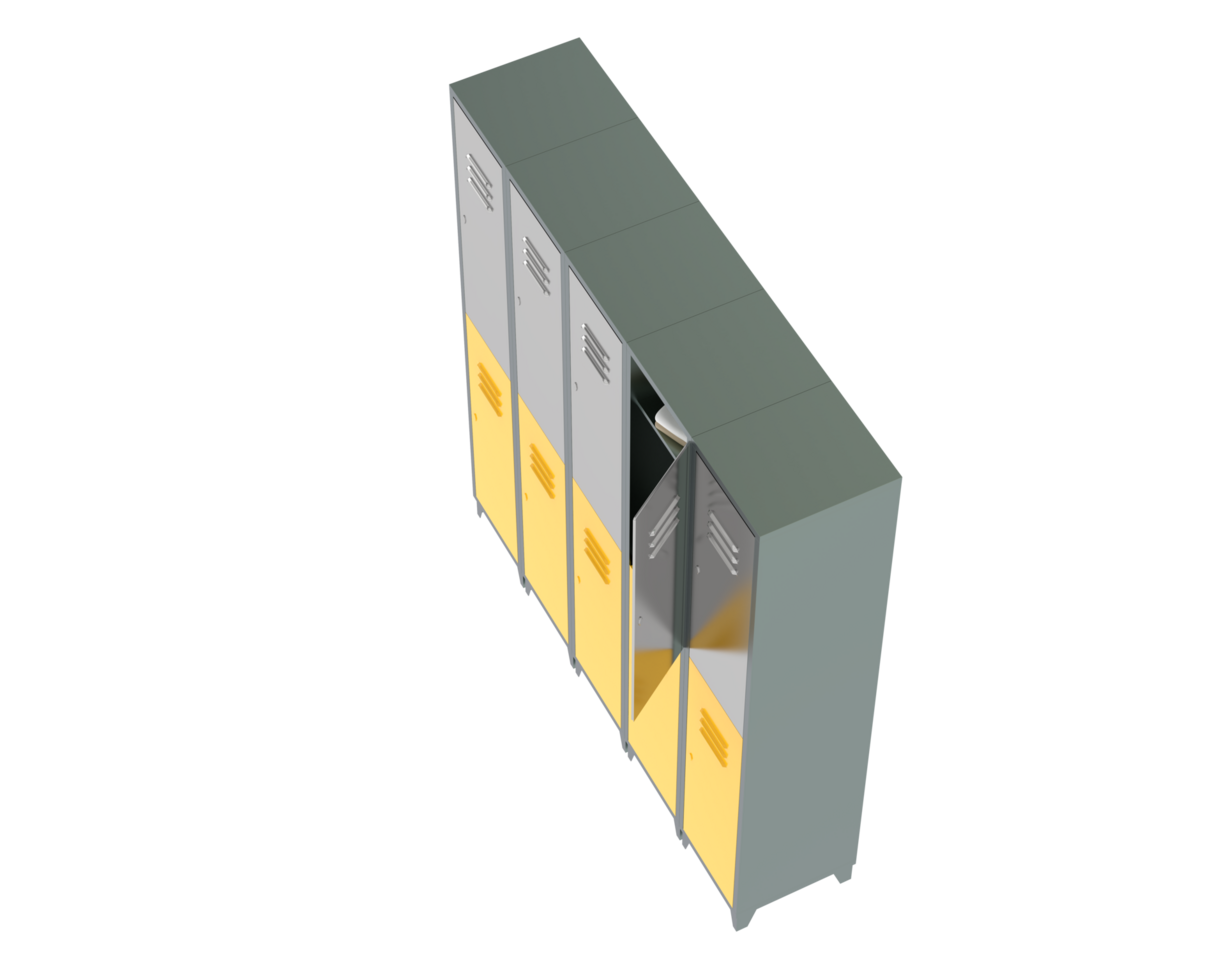 Gym lockers isolated on background. 3d rendering - illustration png