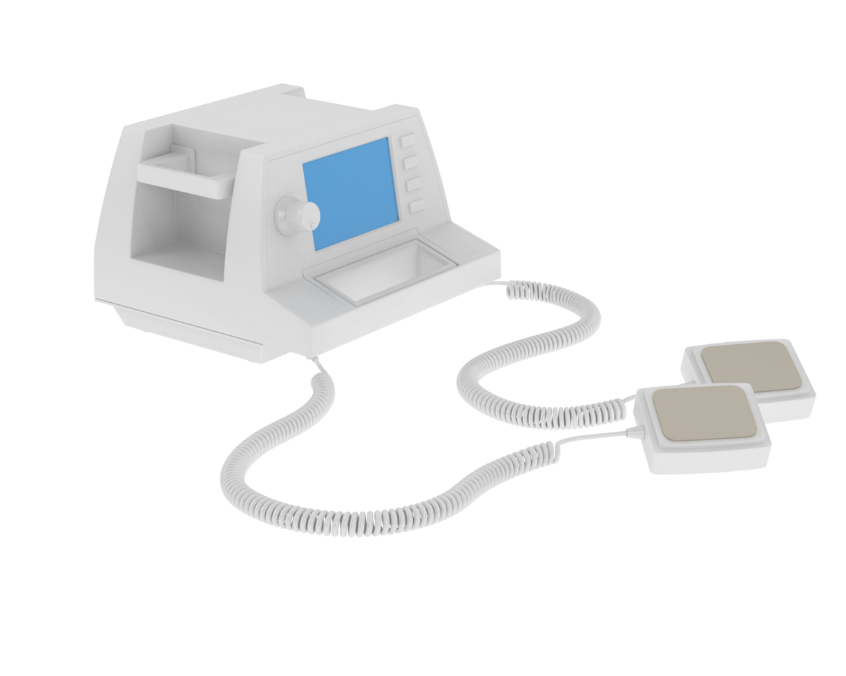 Defibrillator isolated on background. 3d rendering - illustration png