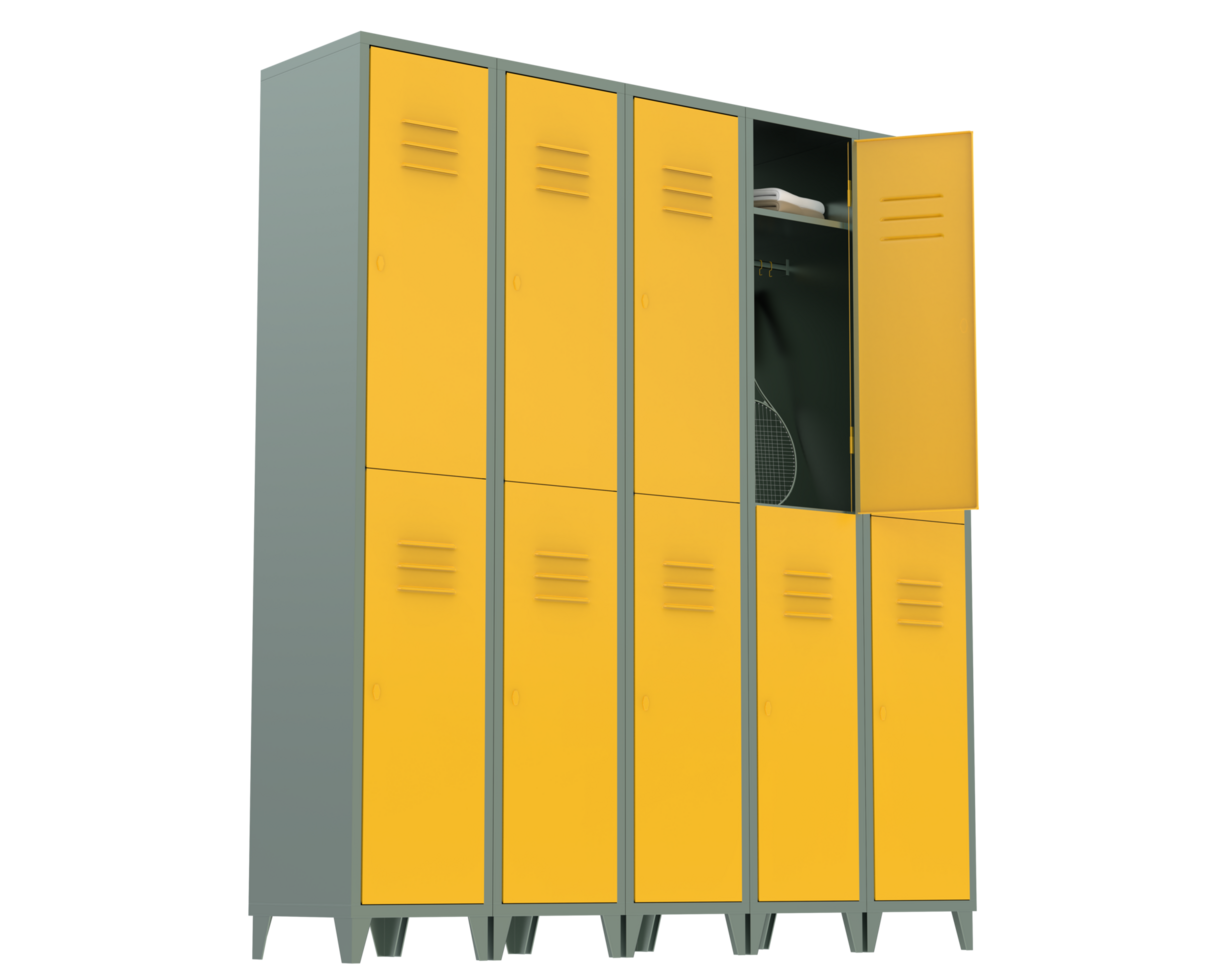 Gym lockers isolated on background. 3d rendering - illustration png
