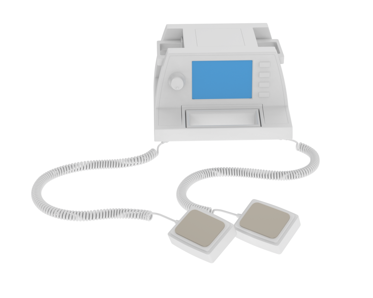 Defibrillator isolated on background. 3d rendering - illustration png