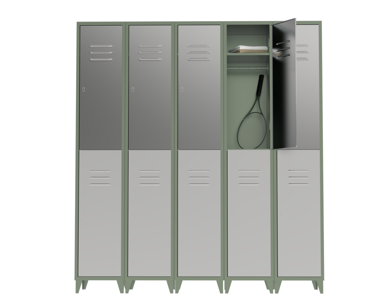 Gym lockers isolated on background. 3d rendering - illustration png