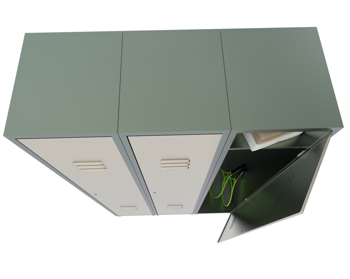 Gym lockers isolated on background. 3d rendering - illustration png