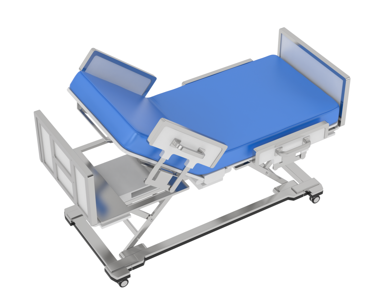 Hospital bed isolated on background. 3d rendering - illustration png