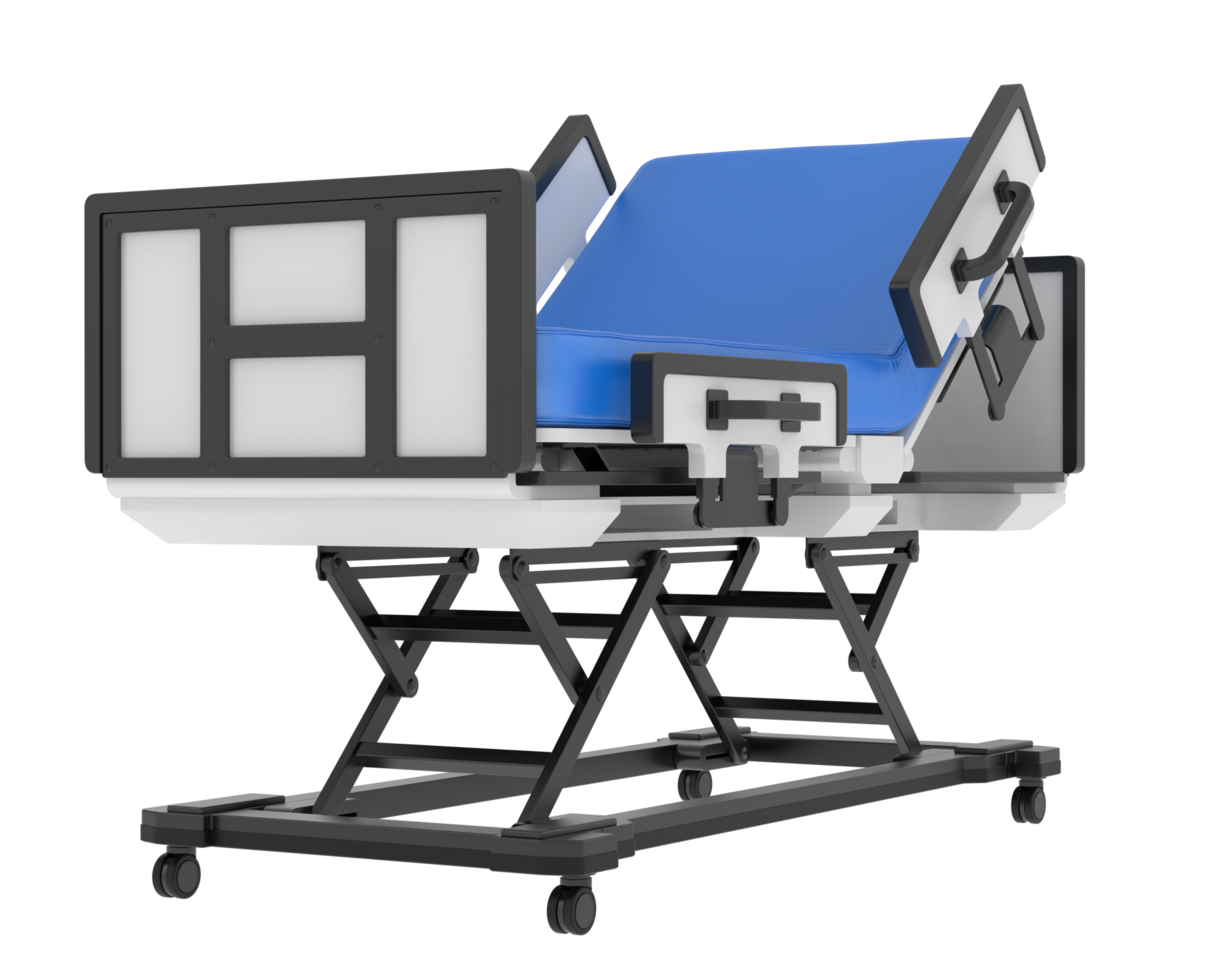 Hospital bed isolated on background. 3d rendering - illustration png