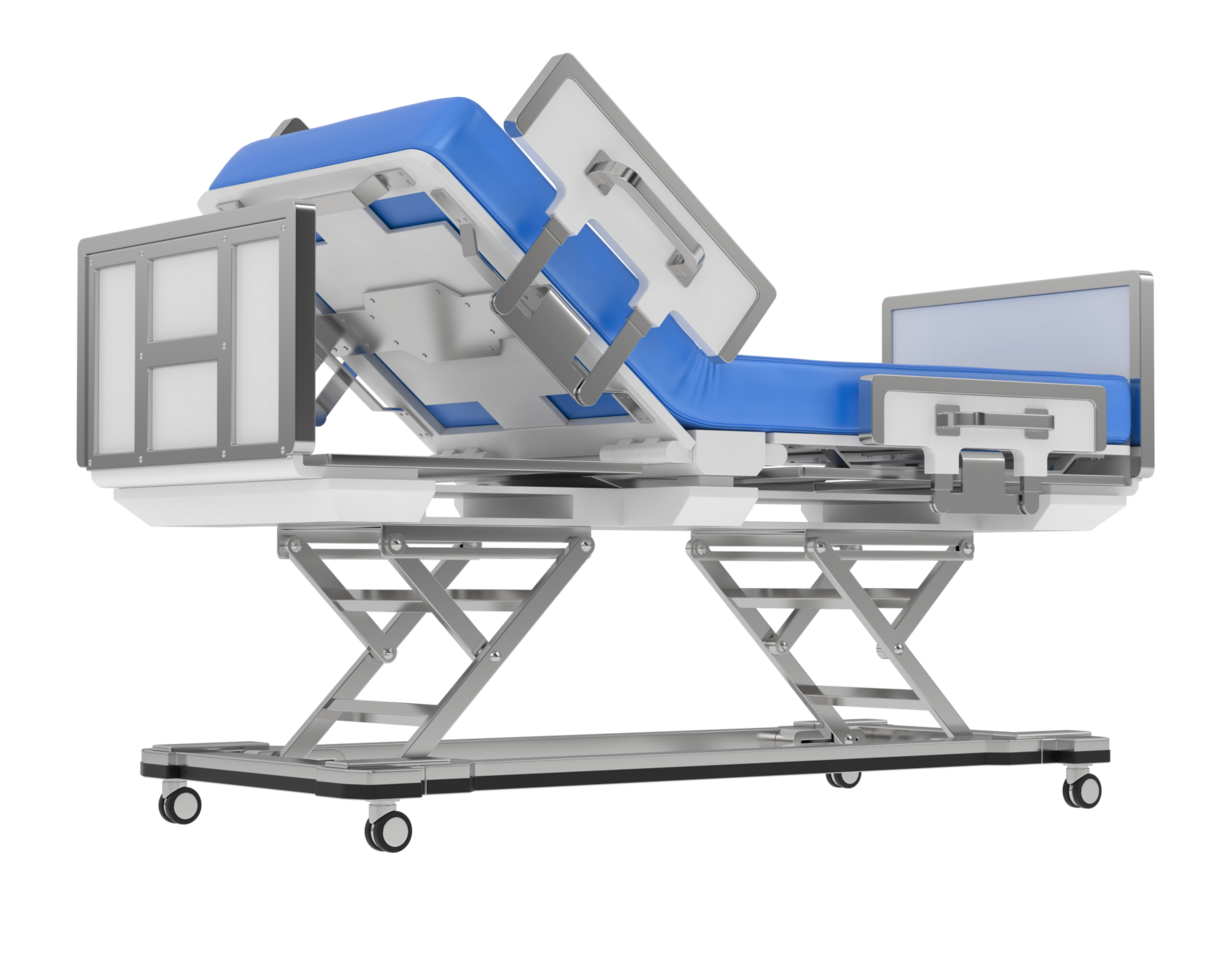 Hospital bed isolated on background. 3d rendering - illustration png
