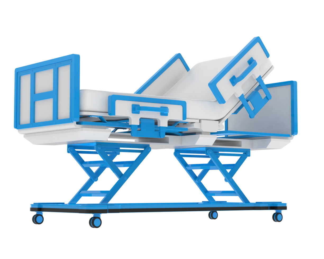 Hospital bed isolated on background. 3d rendering - illustration png