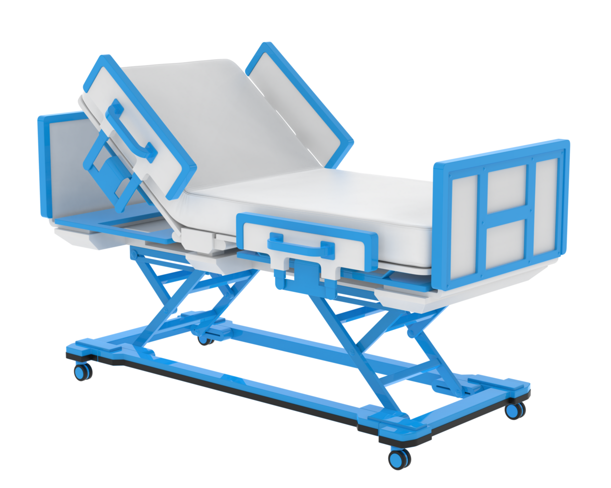 Hospital bed isolated on background. 3d rendering - illustration png