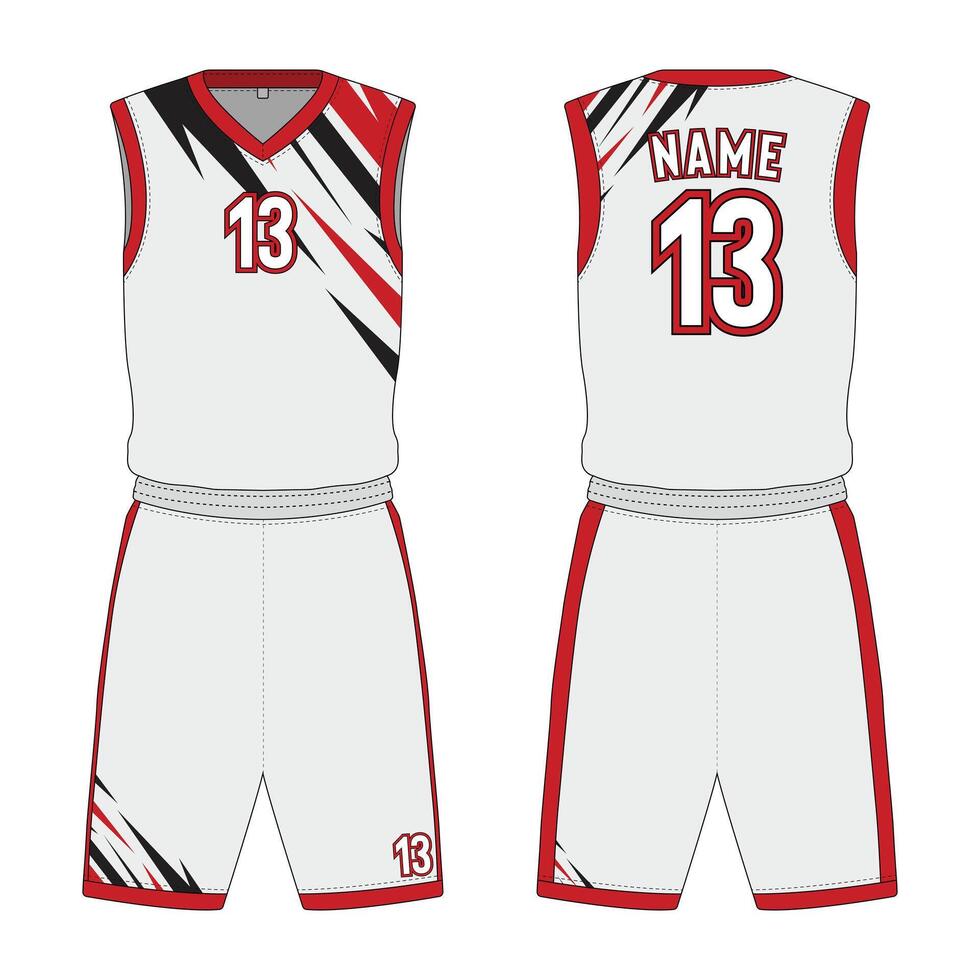 Basketball jersey mockup front and back view vector