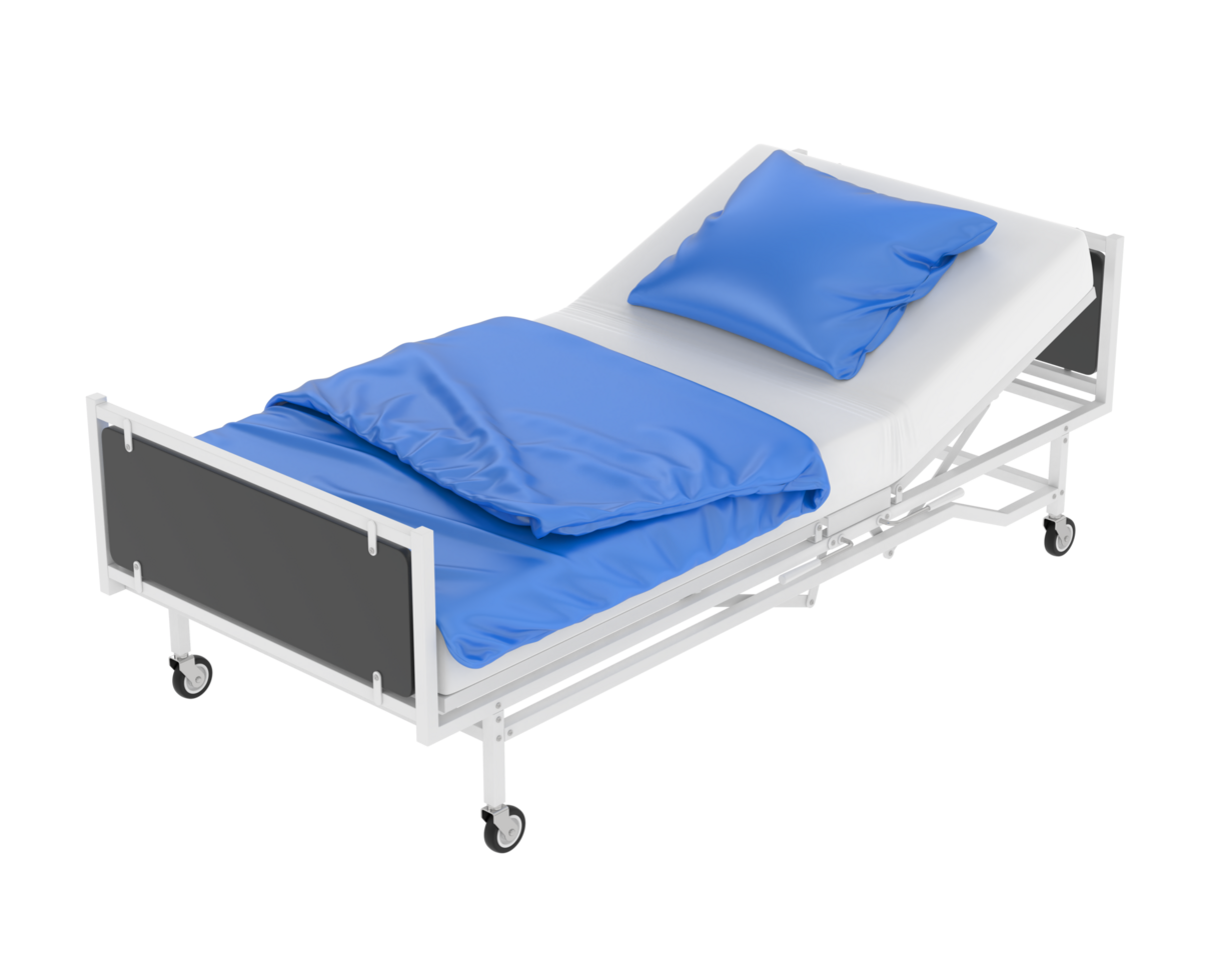 Hospital bed isolated on background. 3d rendering - illustration png