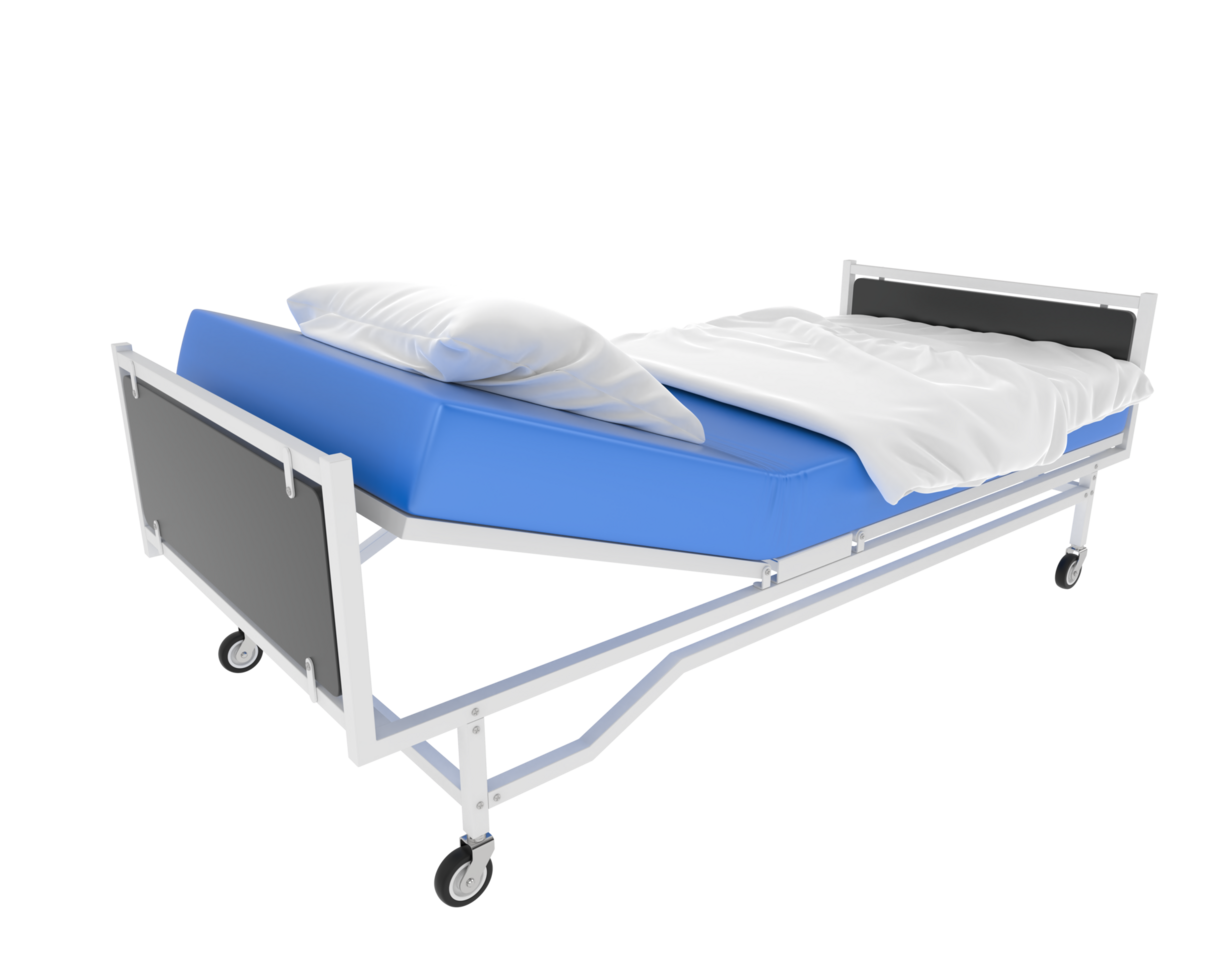 Hospital bed isolated on background. 3d rendering - illustration png