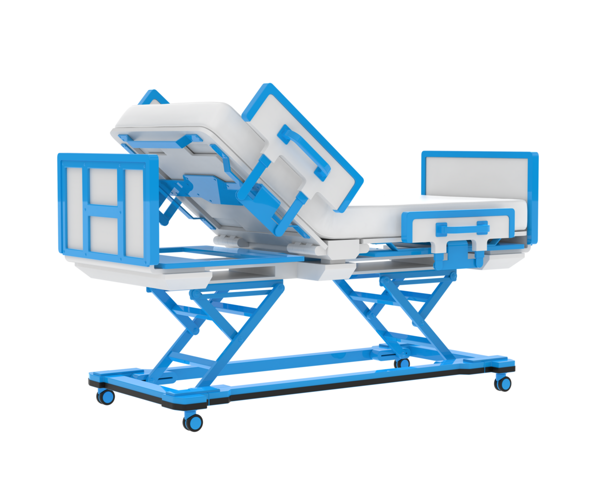 Hospital bed isolated on background. 3d rendering - illustration png