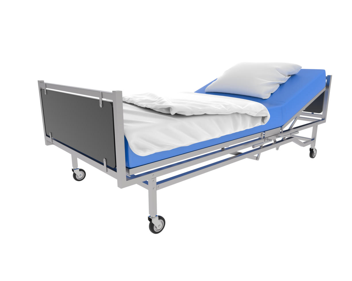 Hospital bed isolated on background. 3d rendering - illustration png