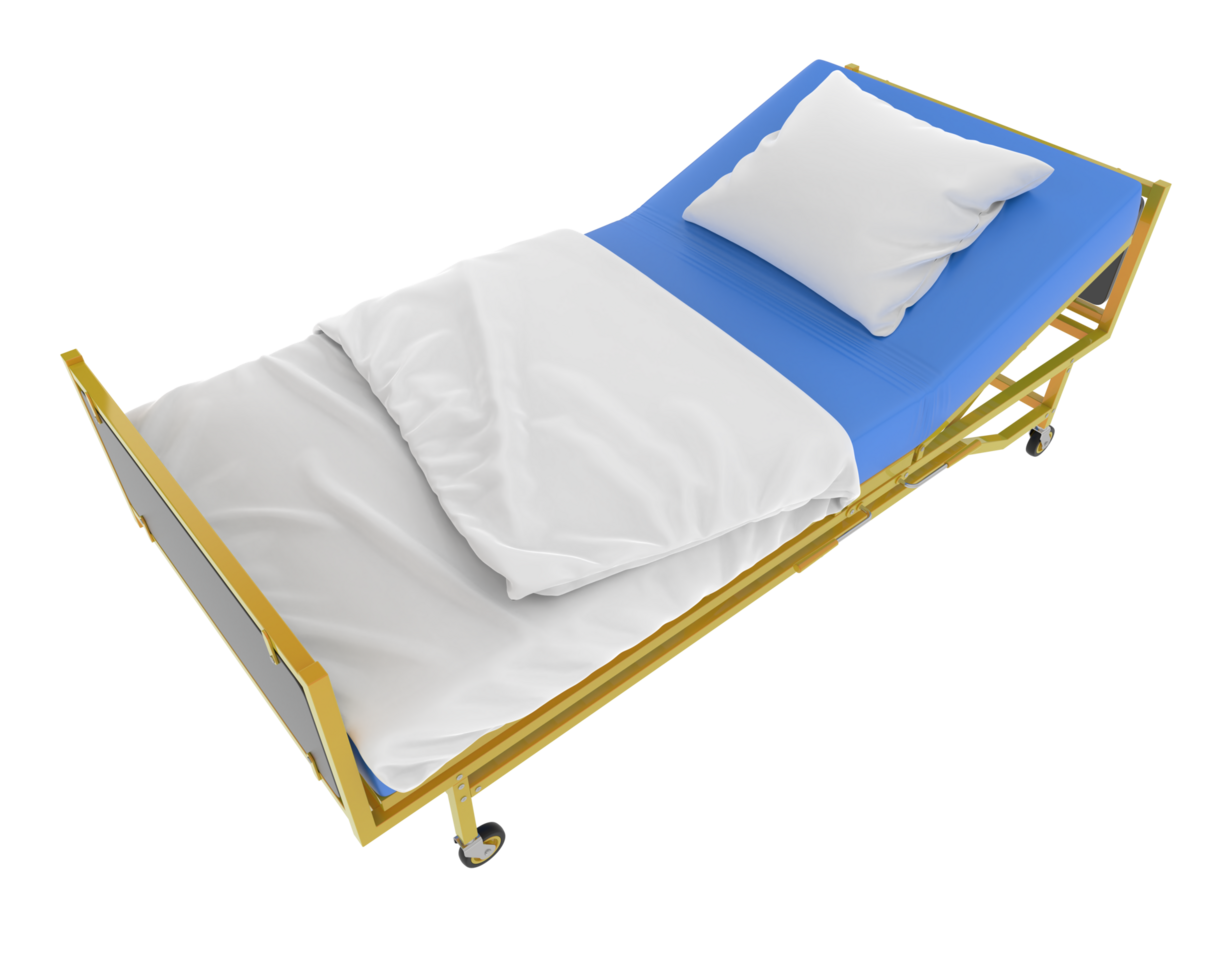 Hospital bed isolated on background. 3d rendering - illustration png