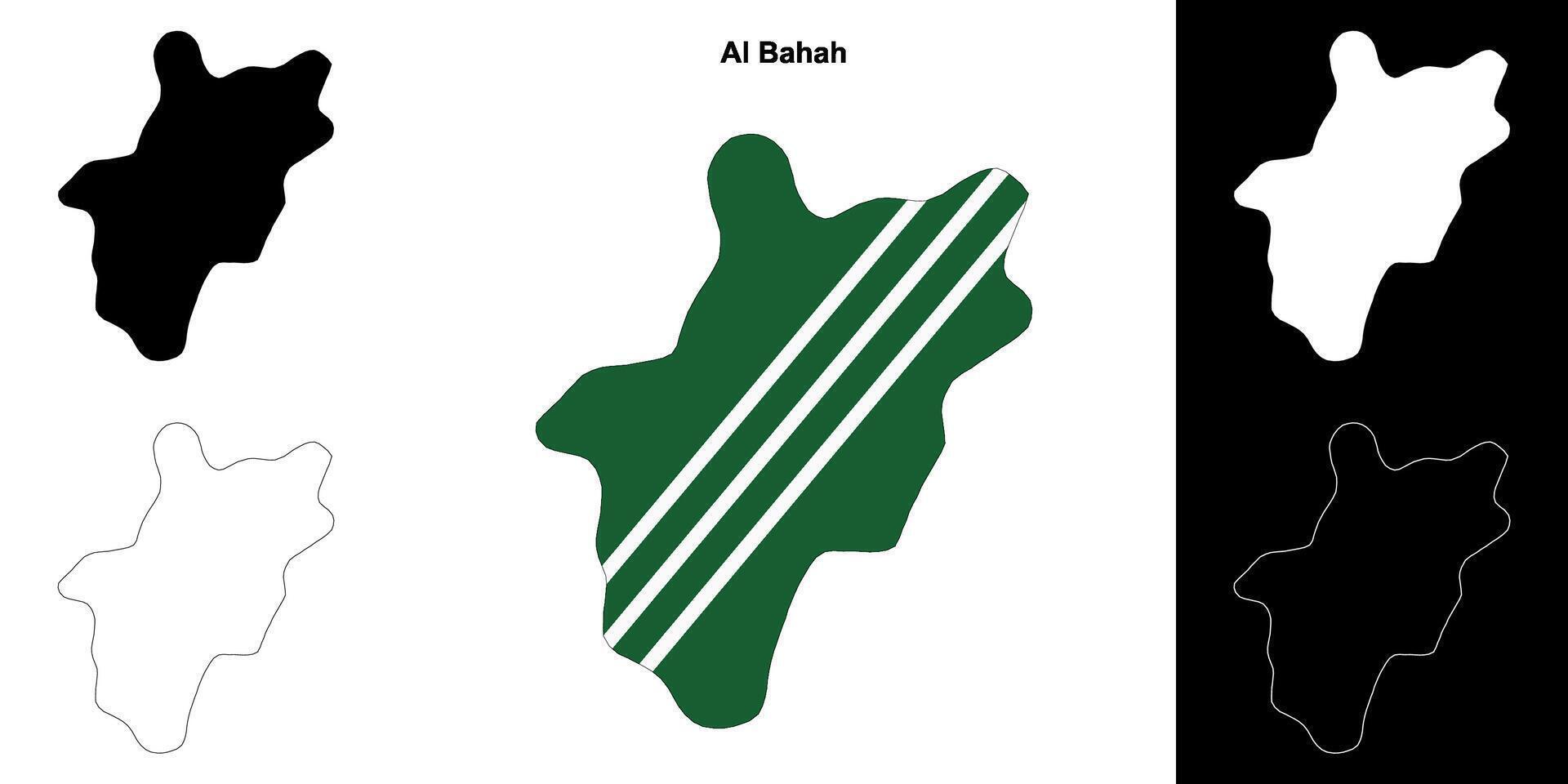 Al Bahah province outline map set vector