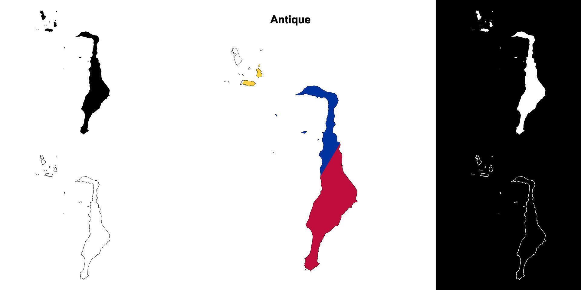Antique province outline map set vector