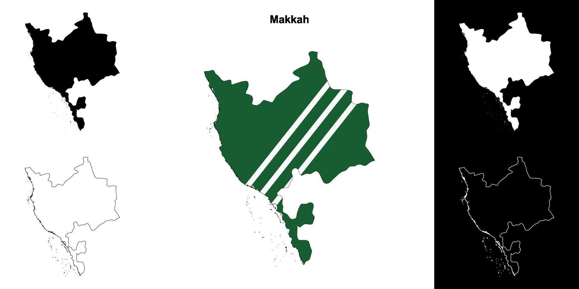 Makkah province outline map set vector