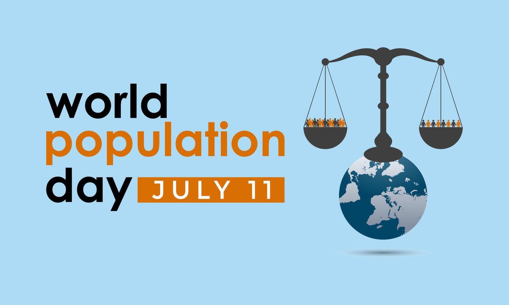 illustration on the theme of World Population Day. Diverse people with Overcrowded, overloaded earth. Banner poster, flyer and background design. vector