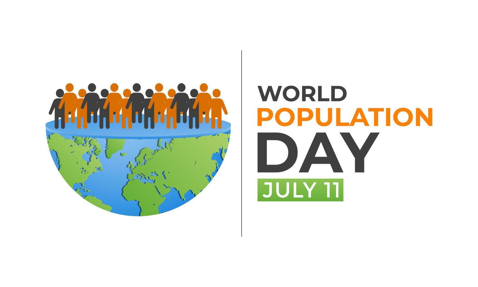 illustration on the theme of World Population Day. Diverse people with Overcrowded, overloaded earth. Banner poster, flyer and background design. vector