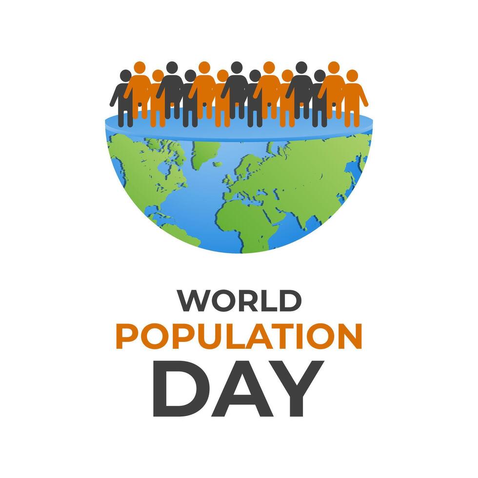 illustration on the theme of World Population Day. Diverse people with Overcrowded, overloaded earth. Banner poster, flyer and background design. vector