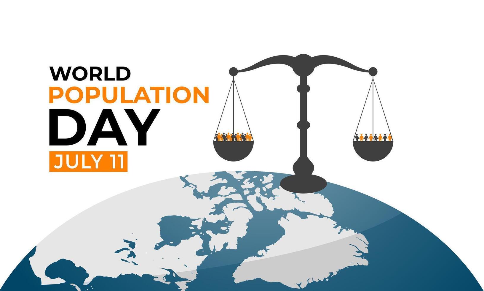 illustration on the theme of World Population Day. Diverse people with Overcrowded, overloaded earth. Banner poster, flyer and background design. vector