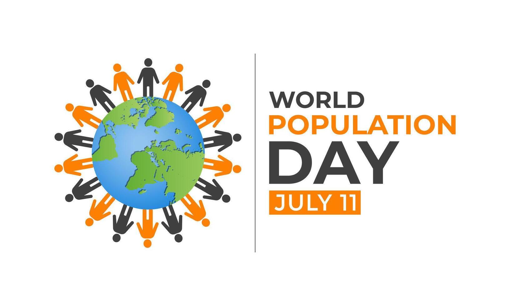 illustration on the theme of World Population Day. Diverse people with Overcrowded, overloaded earth. Banner poster, flyer and background design. vector