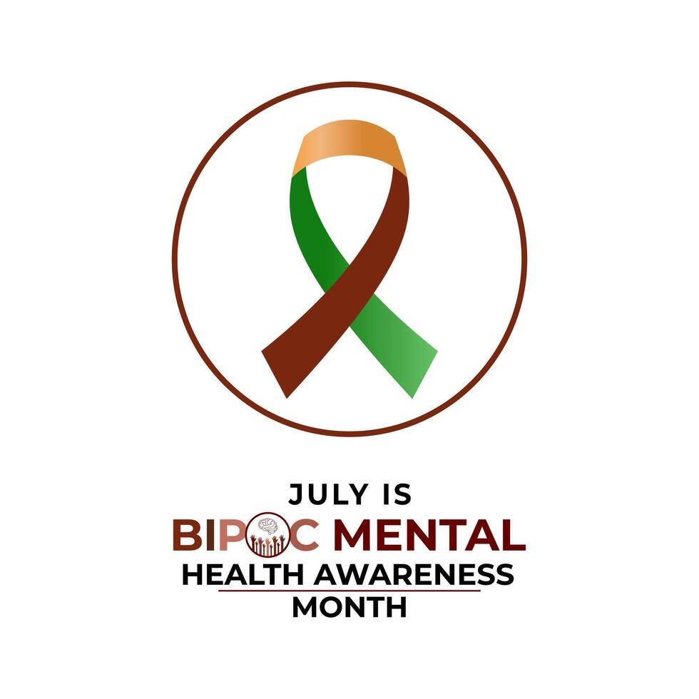 Bipoc Mental Health Awareness Month. It was created to bring awareness to the unique mental health. Banner poster, flyer and background design. vector