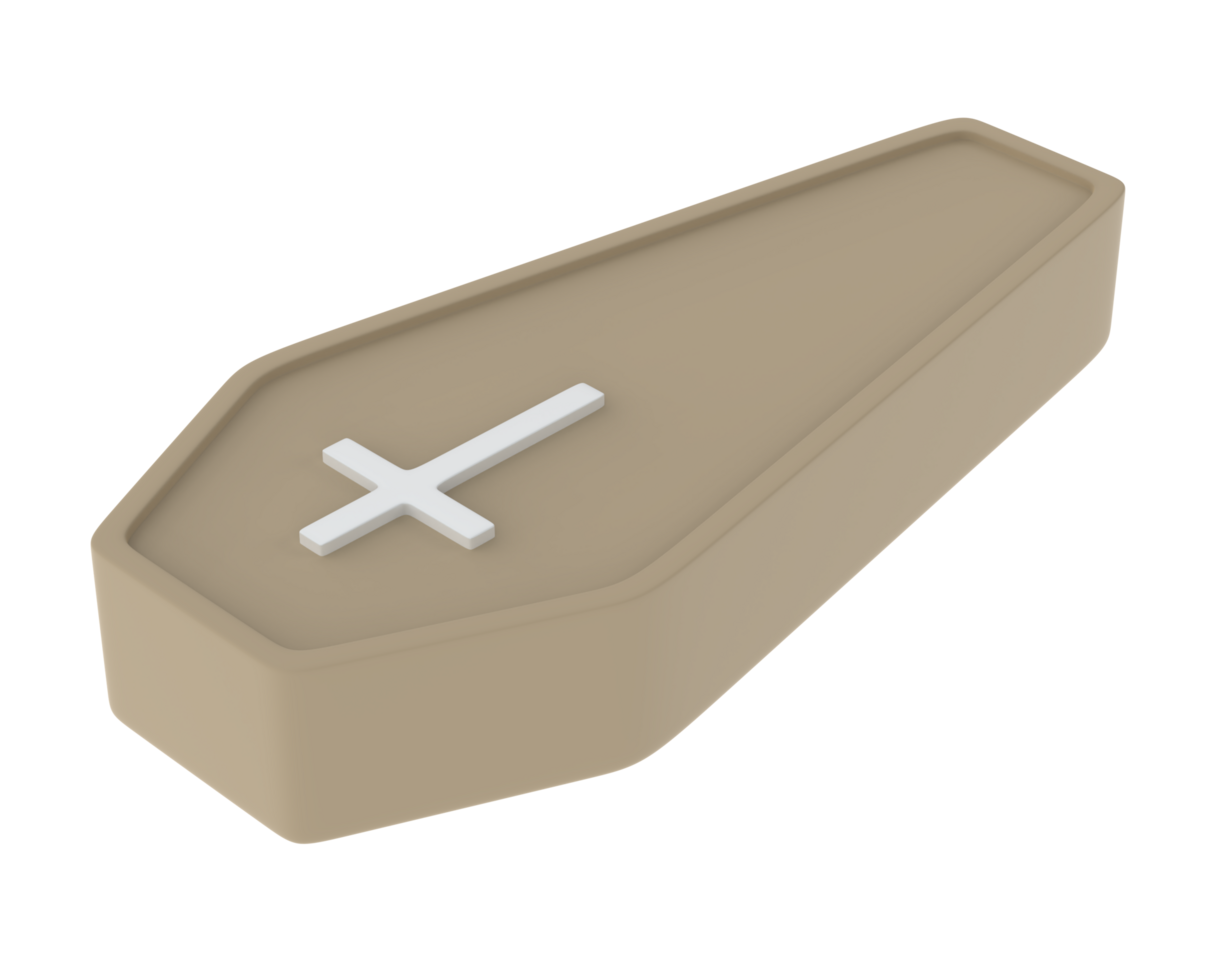Coffin isolated on background. 3d rendering - illustration png