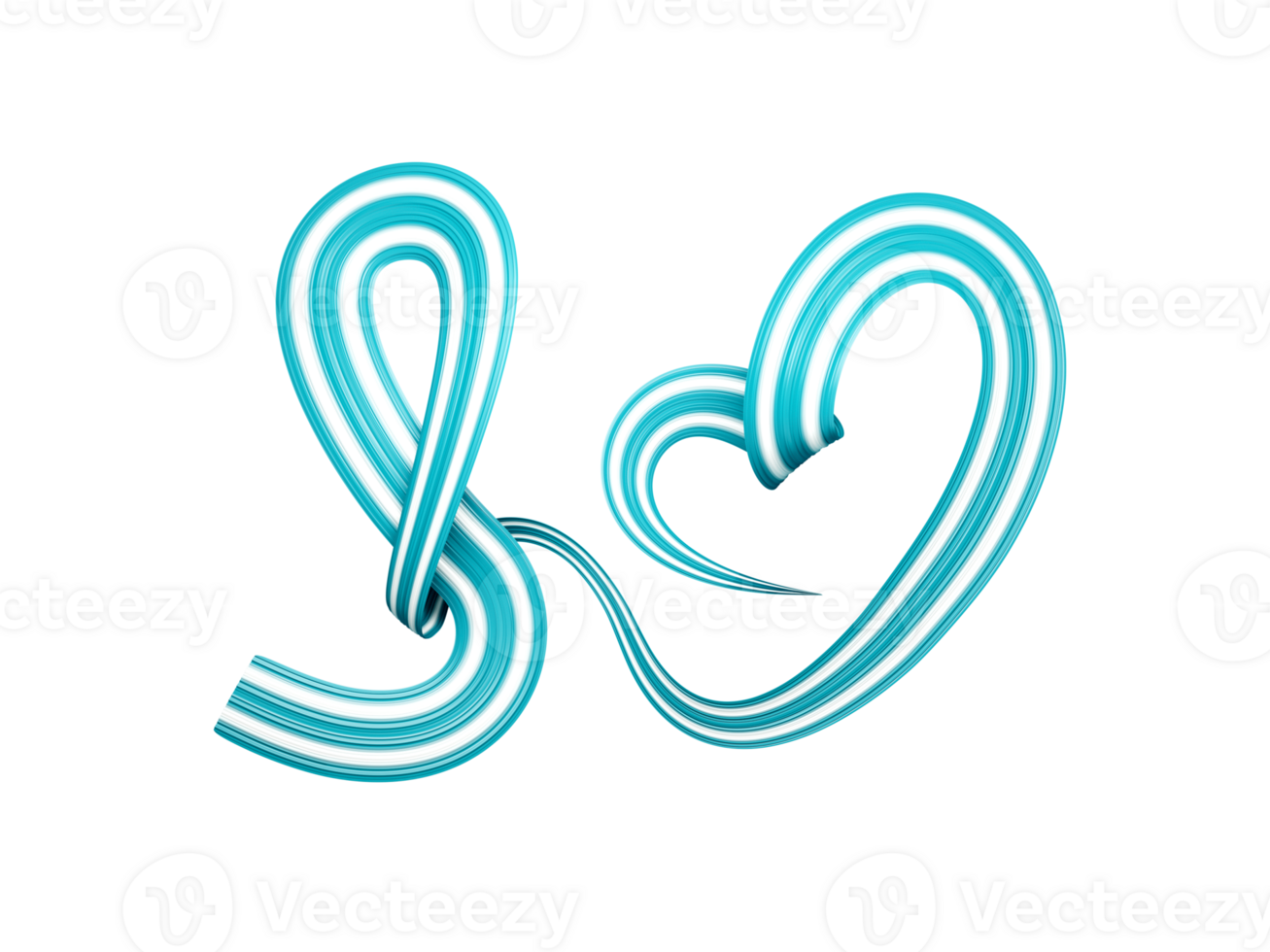 Cervical Cancer Awareness Realistic Teal and White Ribbon. January is Cancer Awareness Month. 3d illustration png