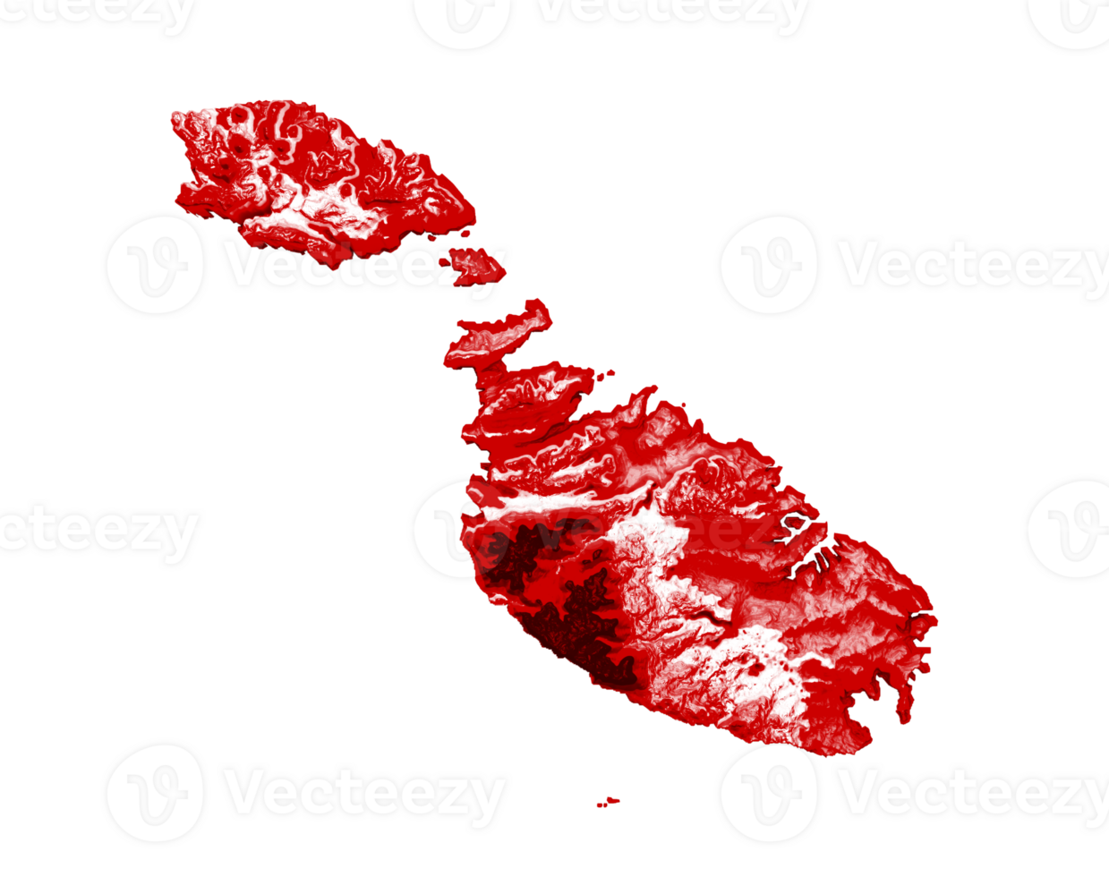 Malta map with the flag Colors White and Red Shaded relief map 3d illustration png