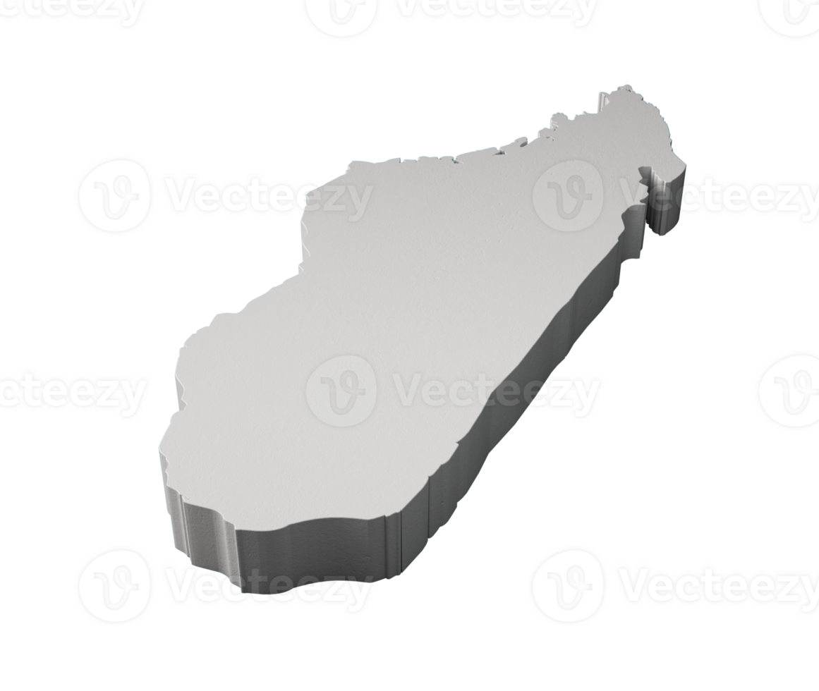 Madagascar 3D map Geography Cartography and topology 3D illustration png