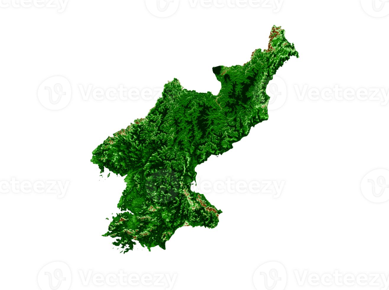 North Korea Topographic Map 3d realistic map Color 3d illustration png