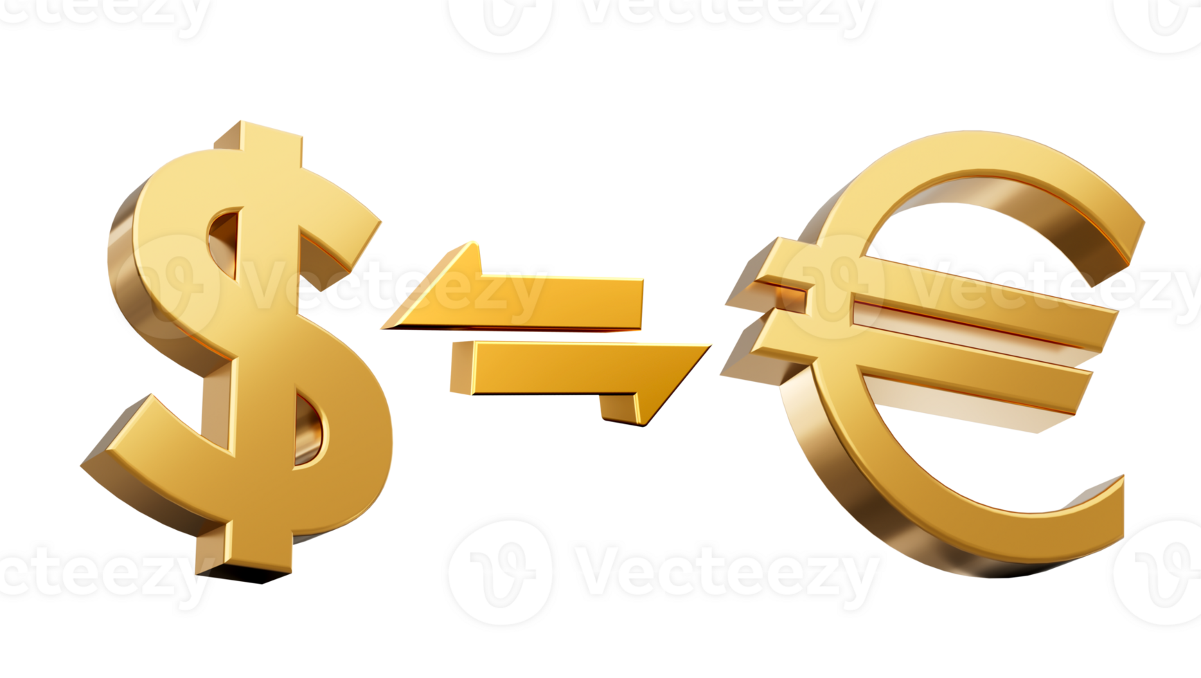 3d Golden Dollar And Euro Symbol Icon With Money Exchange Arrows 3d illustration png
