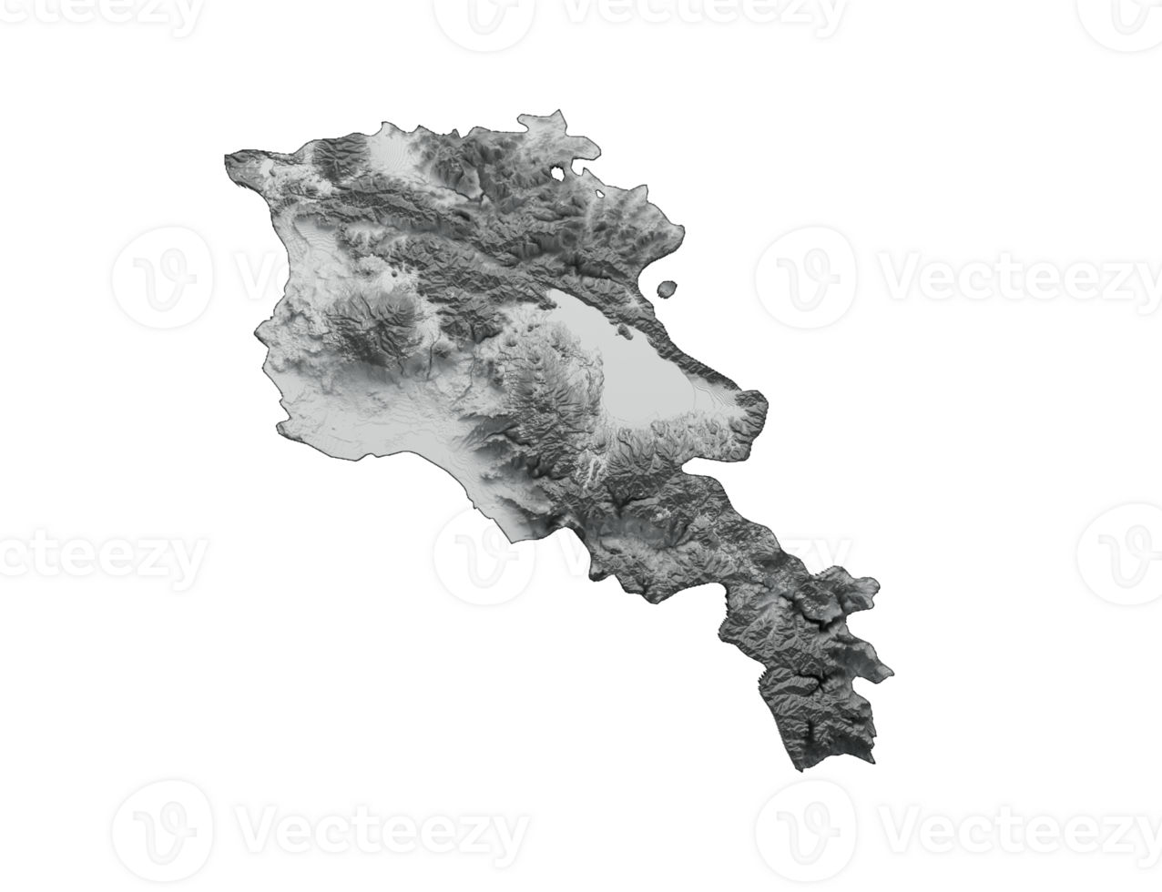 Armenia map Black and white Shaded relief map 3d illustration png