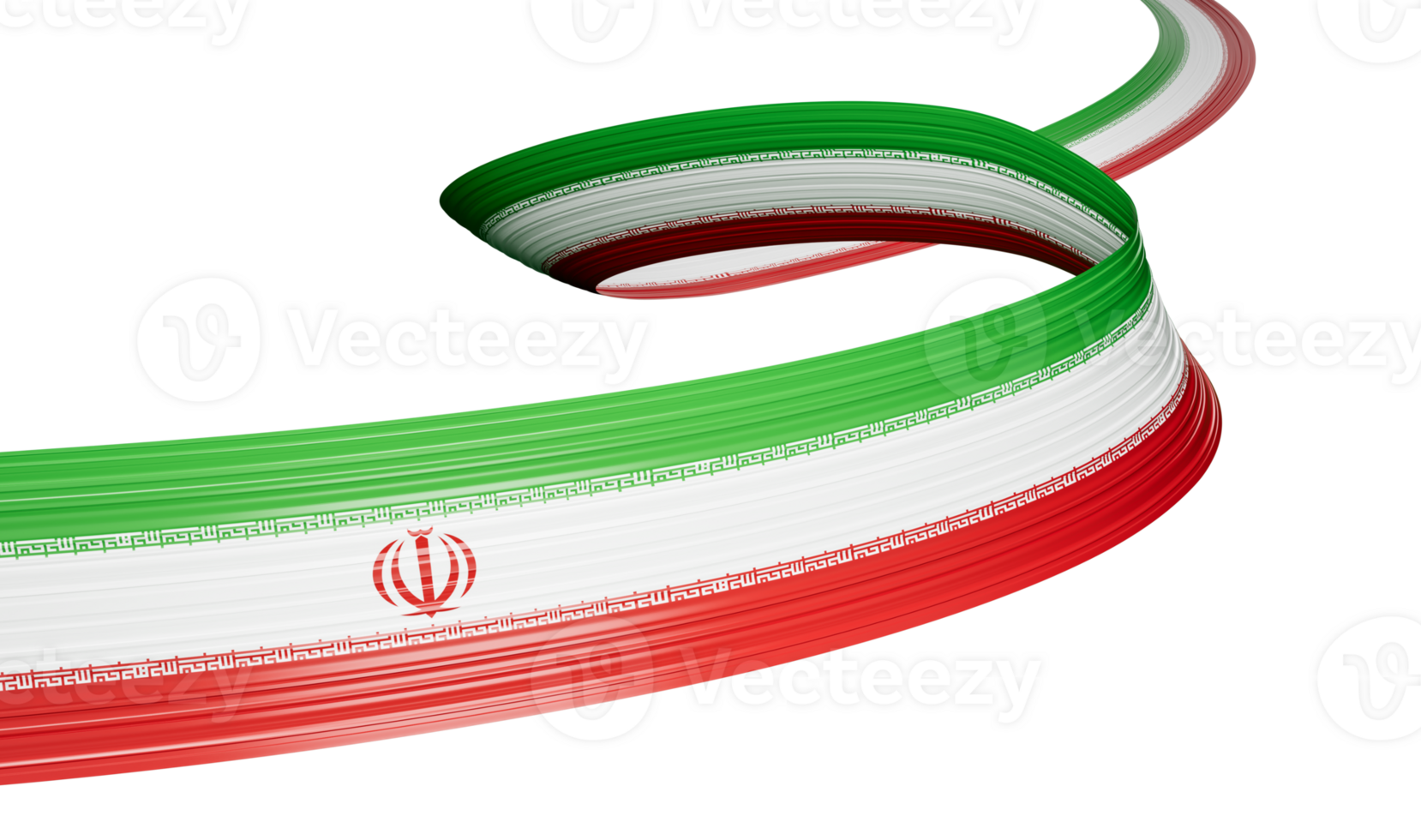 Waving ribbon with Flag of Iran, Independence day banner. 3d illustration png