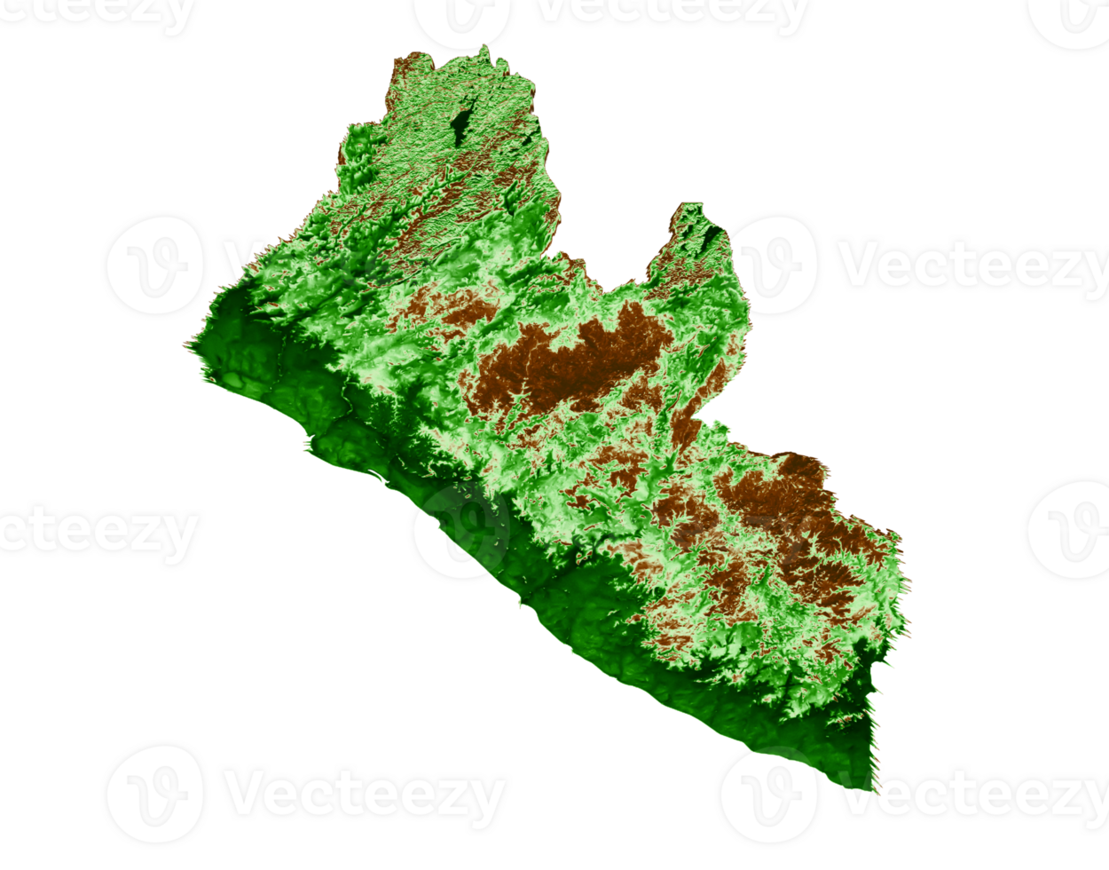 Liberia Topographic Map 3d realistic map Color 3d illustration png