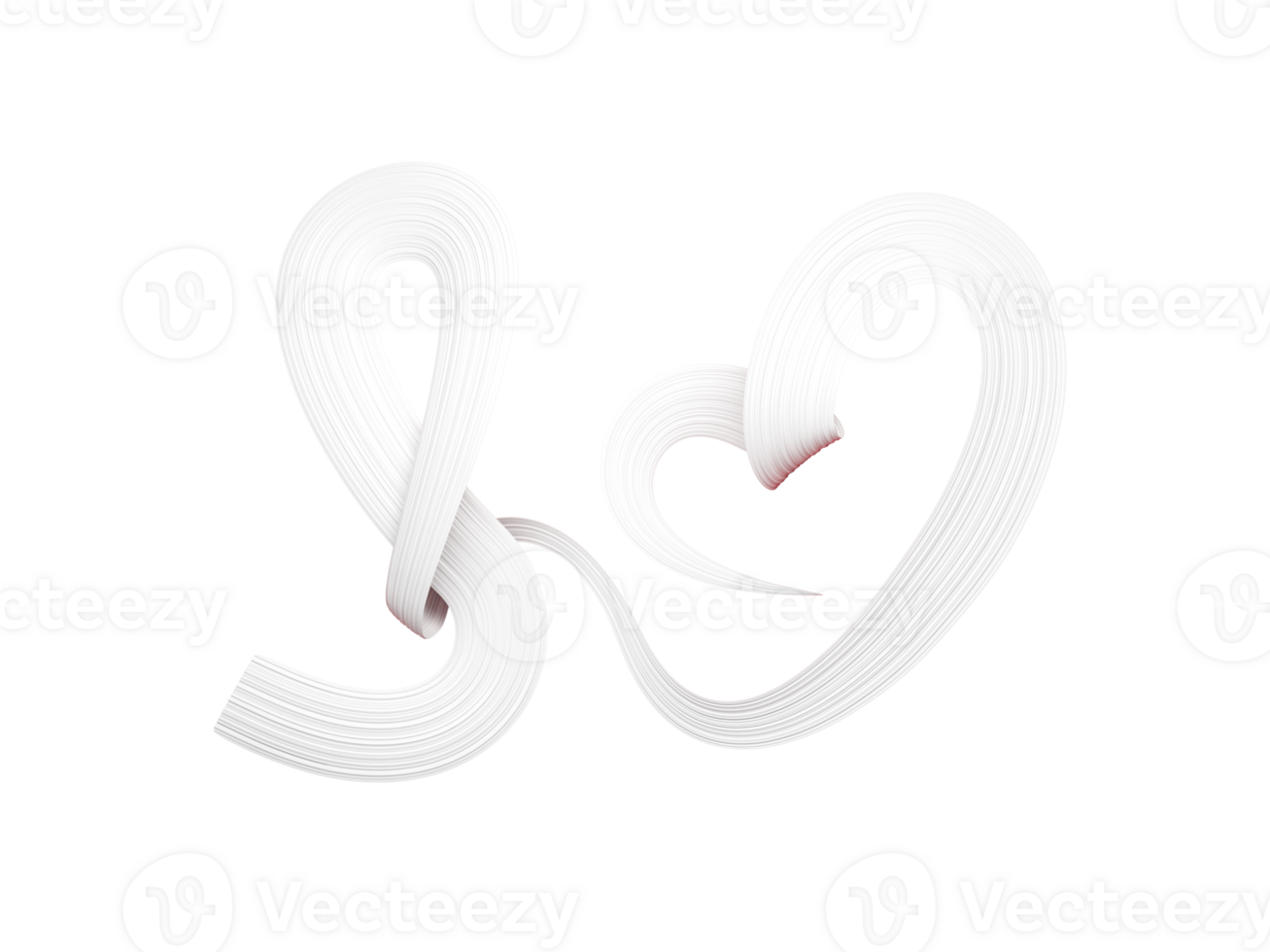 Japanese flag heart shaped ribbon white 3d illustration. png
