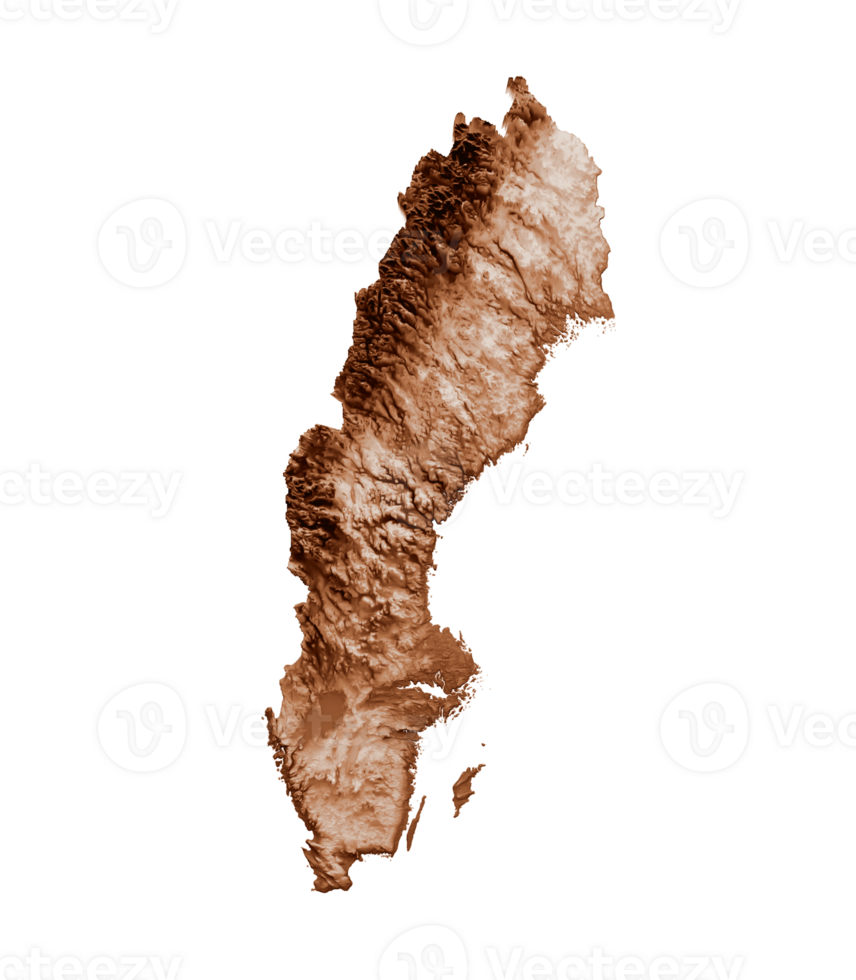 Map of Sweden in old style, brown graphics in a retro style Vintage Style. High detailed 3d illustration png