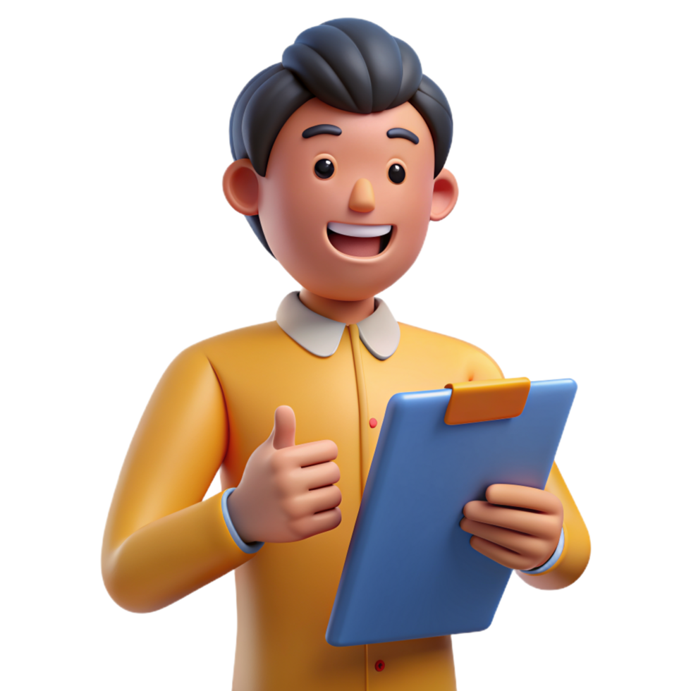 People with Clipboard 3d Mascot png