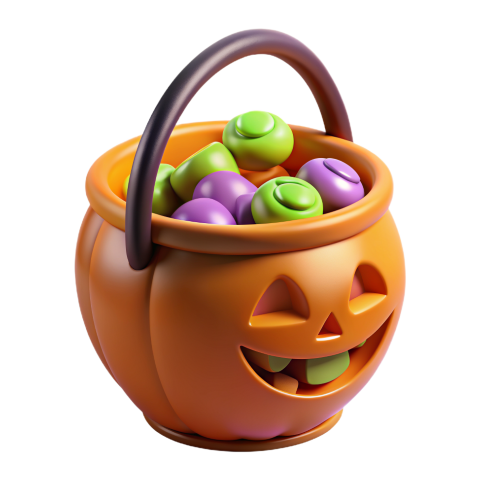 Halloween Bucket 3d Render png