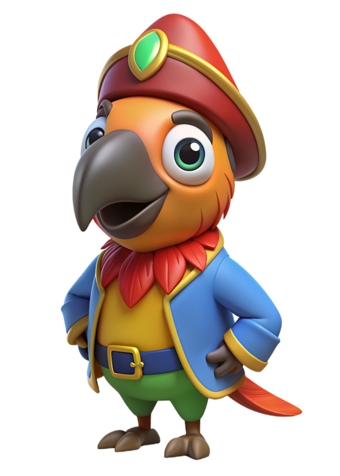 Pirate Parrot 3d Render png