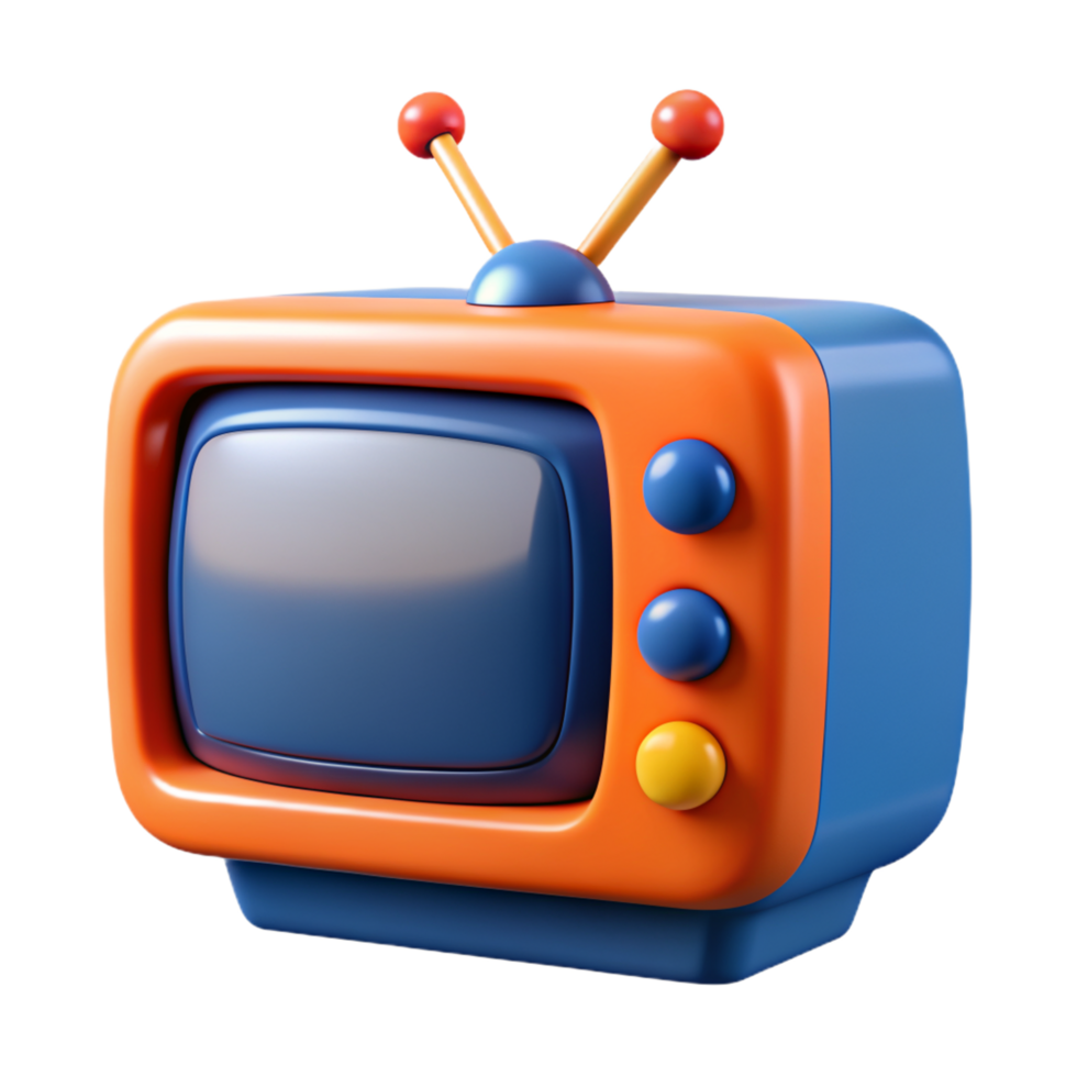 Retro Television 3d Object png