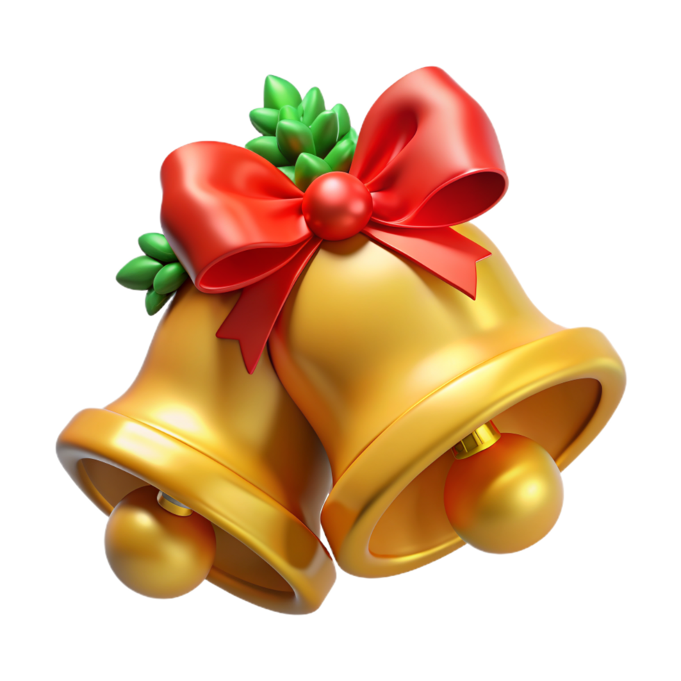 Golden Christmas Bells 3d Element png