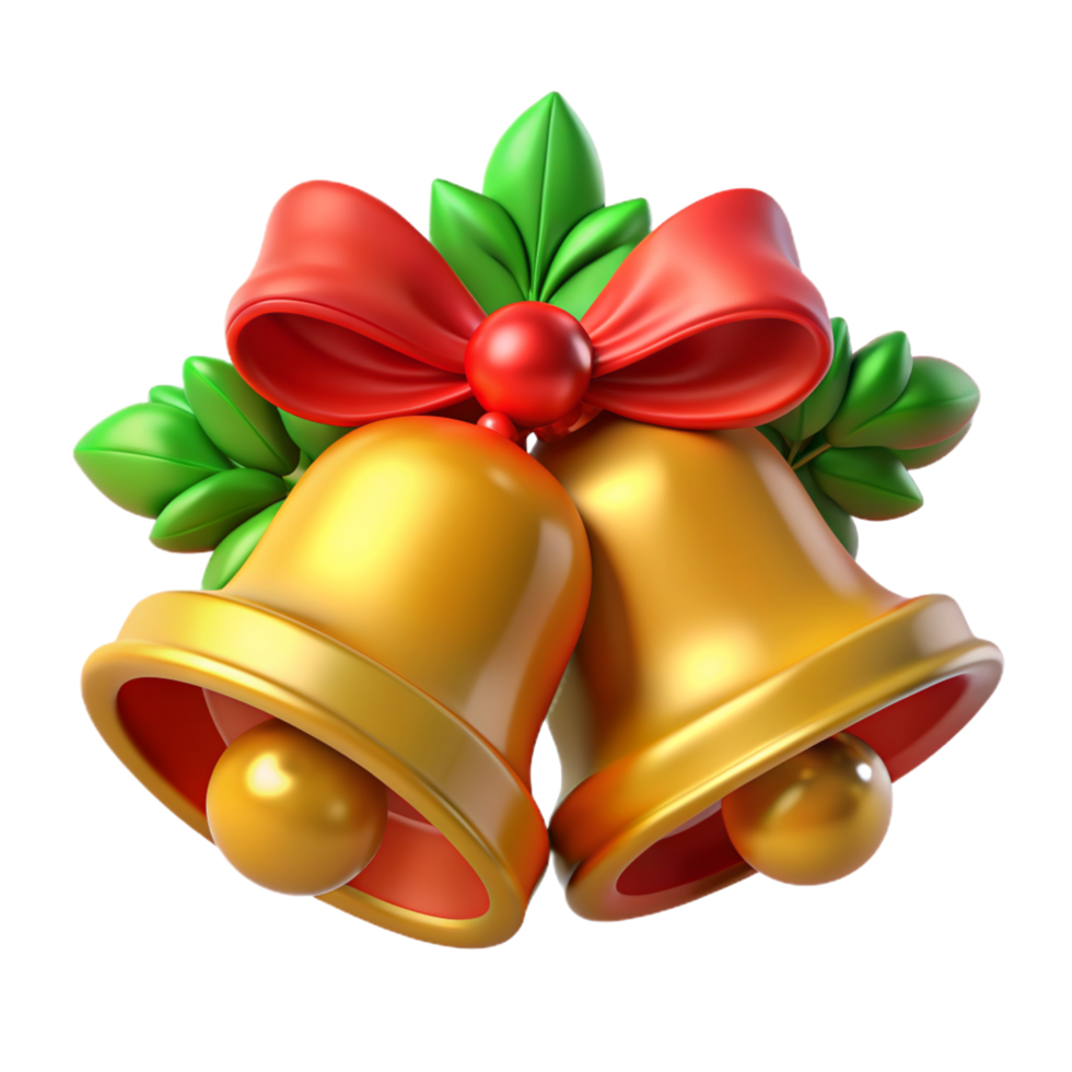 Golden Christmas Bells 3d Object png