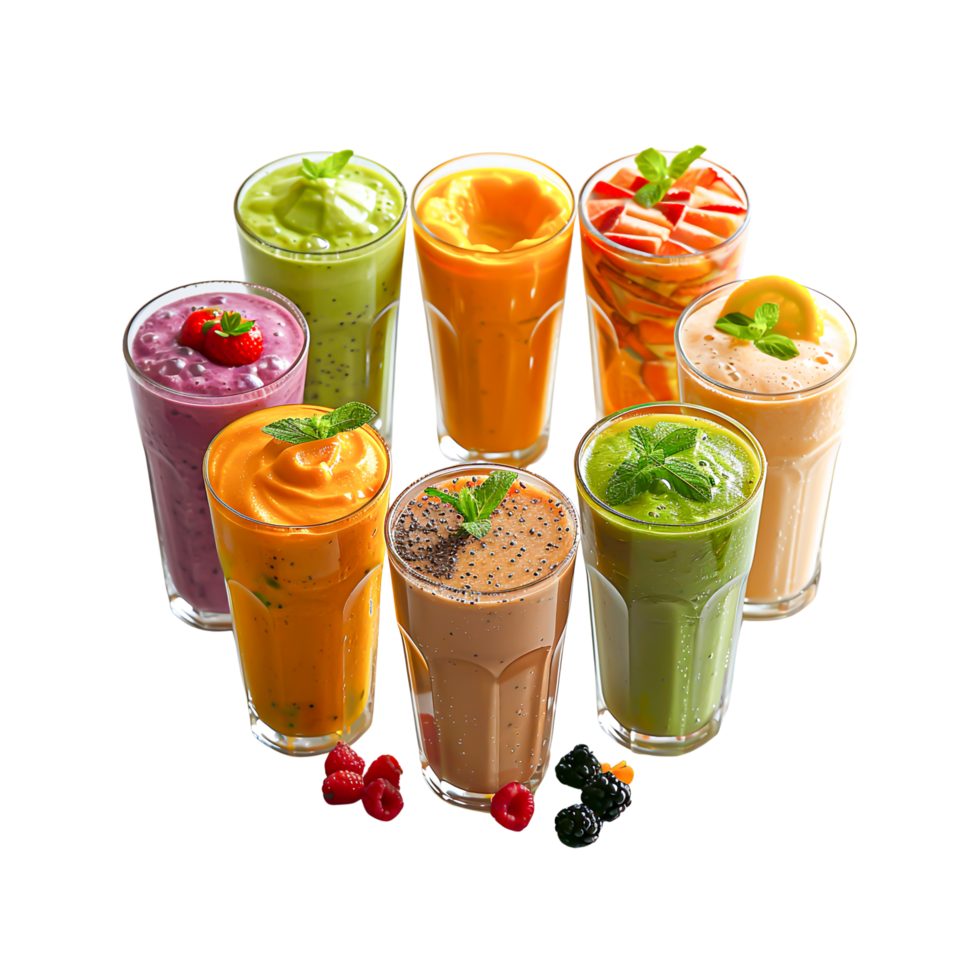 Refreshing tropical smoothie featuring a mix of vibrant fruits for a nutritious and vitamin-rich drink png